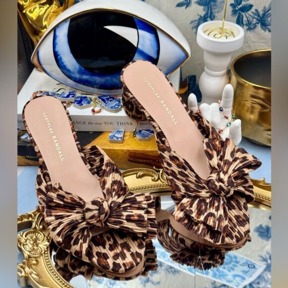 🆕 LOEFFLER RANDALL 🧿 NWOB Emilia Heeled Mules, Brown Leopard, Sz 7 - Picture 7 of 15